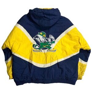 Vintage Apex One Notre Dame Fighting Irish Puffer Jacket Hood Mens XL